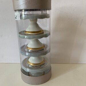 GRACE TEAWARE PORCELAIN CUPCAKE STANDS – SET OF 4 – GRAY WITH GOLD DESIGN